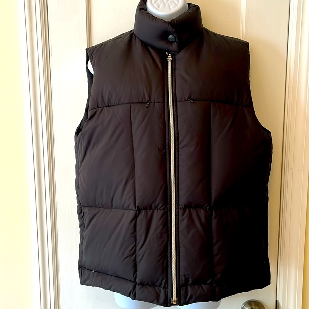 Down Puffer Zipper Vest Womens Large Blue Pockets Warm Active Athleisure Hiking